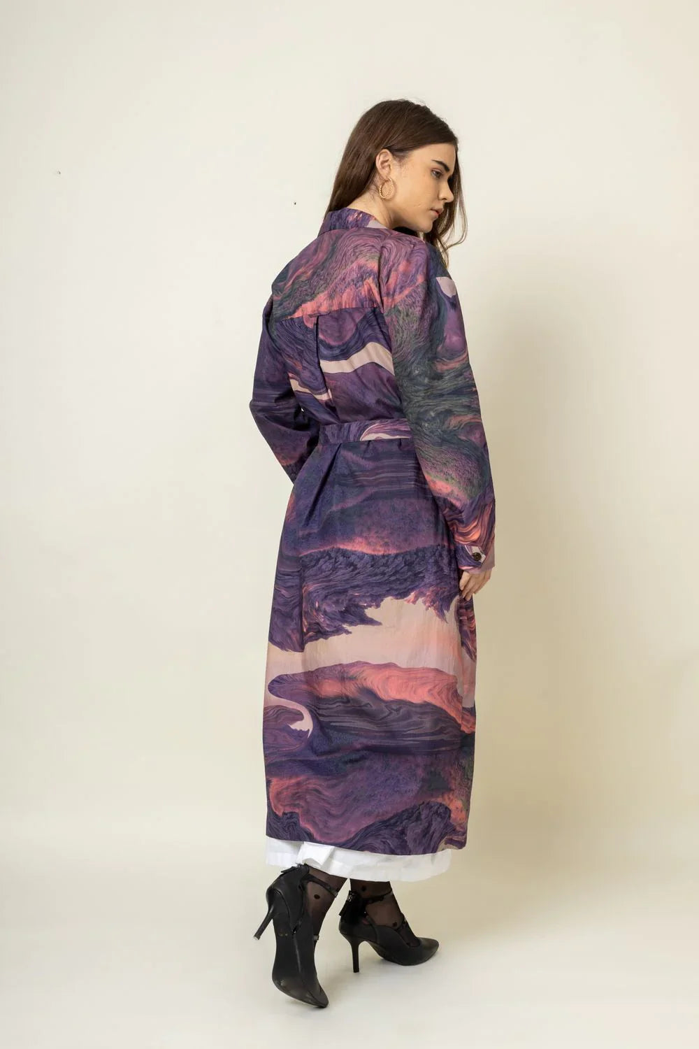 Amelia printed trench coat, stylish luxury womenswear, premium best-selling outerwear by Bethikal at brixbailey.com