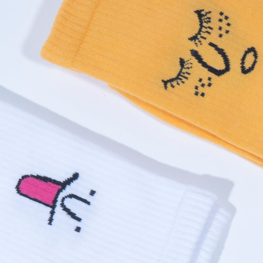 Smiley face socks pack of 4, premium cotton blend, stylish and comfortable, EU 36-41 UK 3-7, trending smiley print by Body and I at brixbailey.com