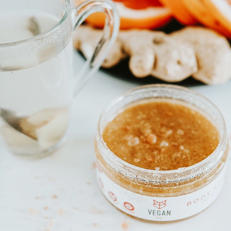 Ginger &amp; Salt Body Scrub – Smooth, Firm, Moisturizing by Vegan Fox at www.brixbailey.com