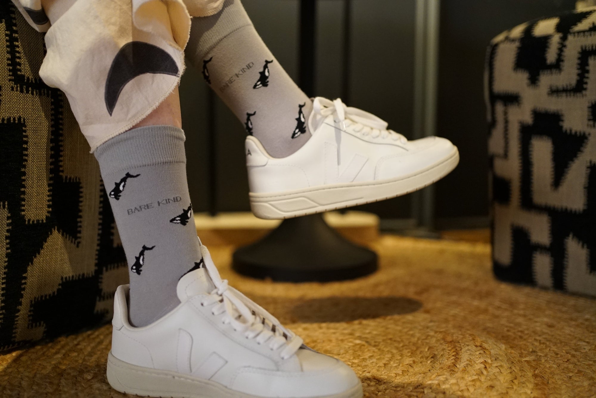 Save the Orca Small Motif Socks in Grey