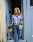 The Penny Planter in Pink and Blue Stripe
