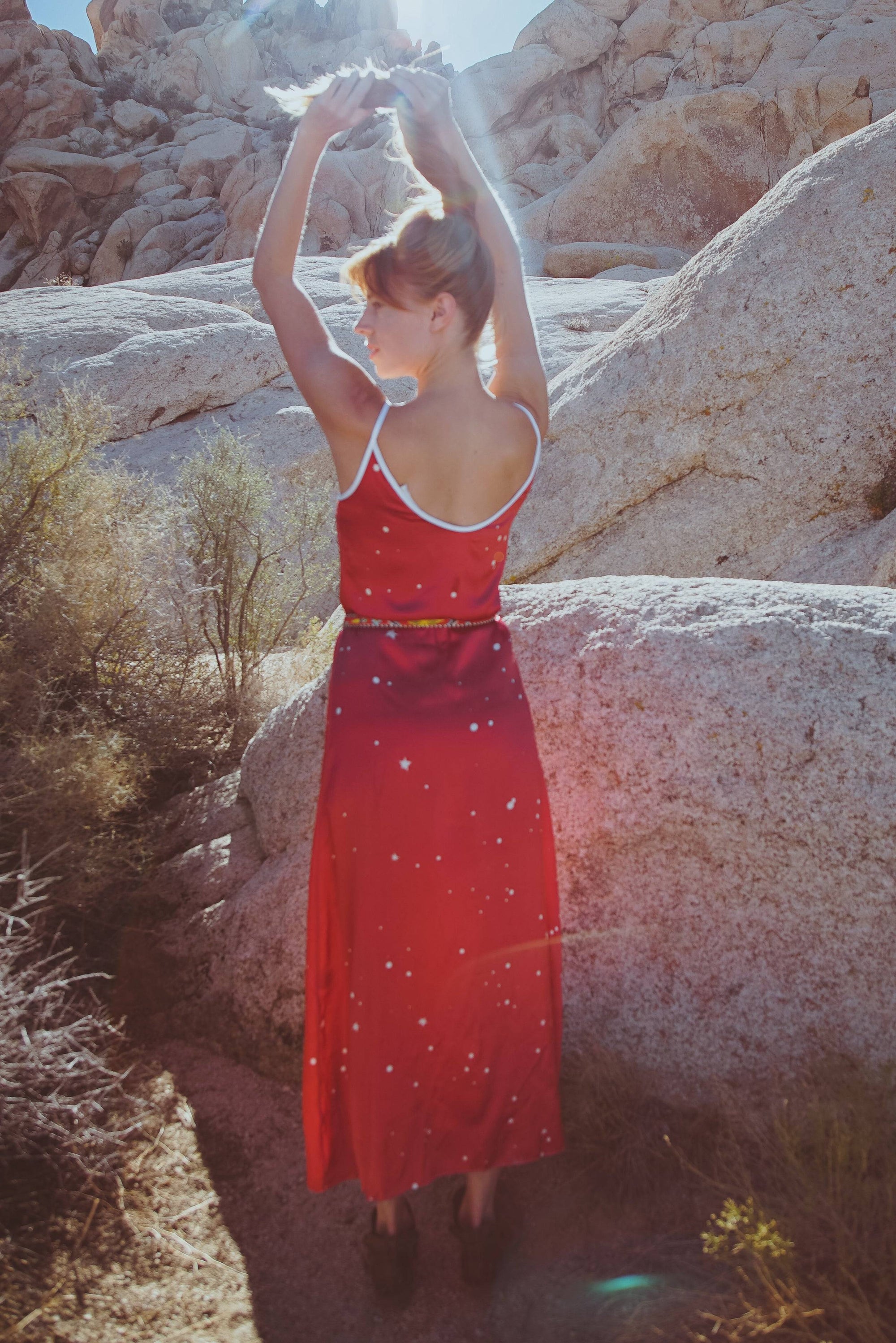 Cosmic Crimson Silk Slip Dress