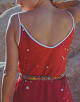 Cosmic Crimson Silk Slip Dress