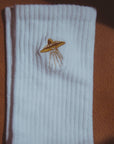 Cosmic Connections Embroidered Socks with UFO Design