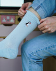 Save the Puffin Ribbed Bamboo Socks in Blue