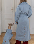 Water-repellent Dog Trench Coat - Light Blue