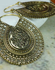 Bohemian Filigree Hoop Earrings in Gold & Silver Finish – Ethnic Statement Earrings