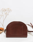 Leather Half Moon Handbag Cognac