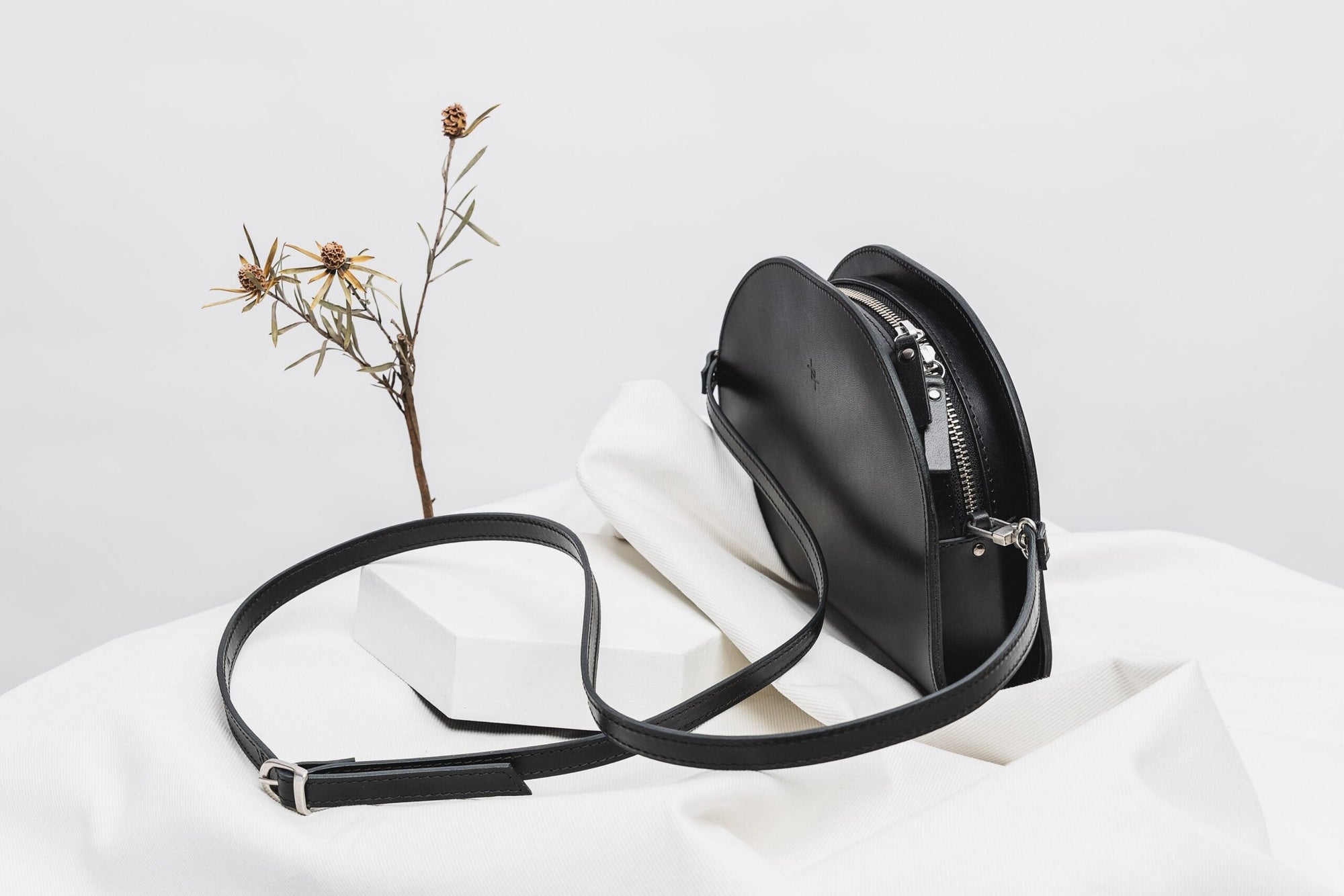 Crescent-Shaped Leather Half Moon Bag – Chic &amp; Versatile by Craftory at brixbailey.com