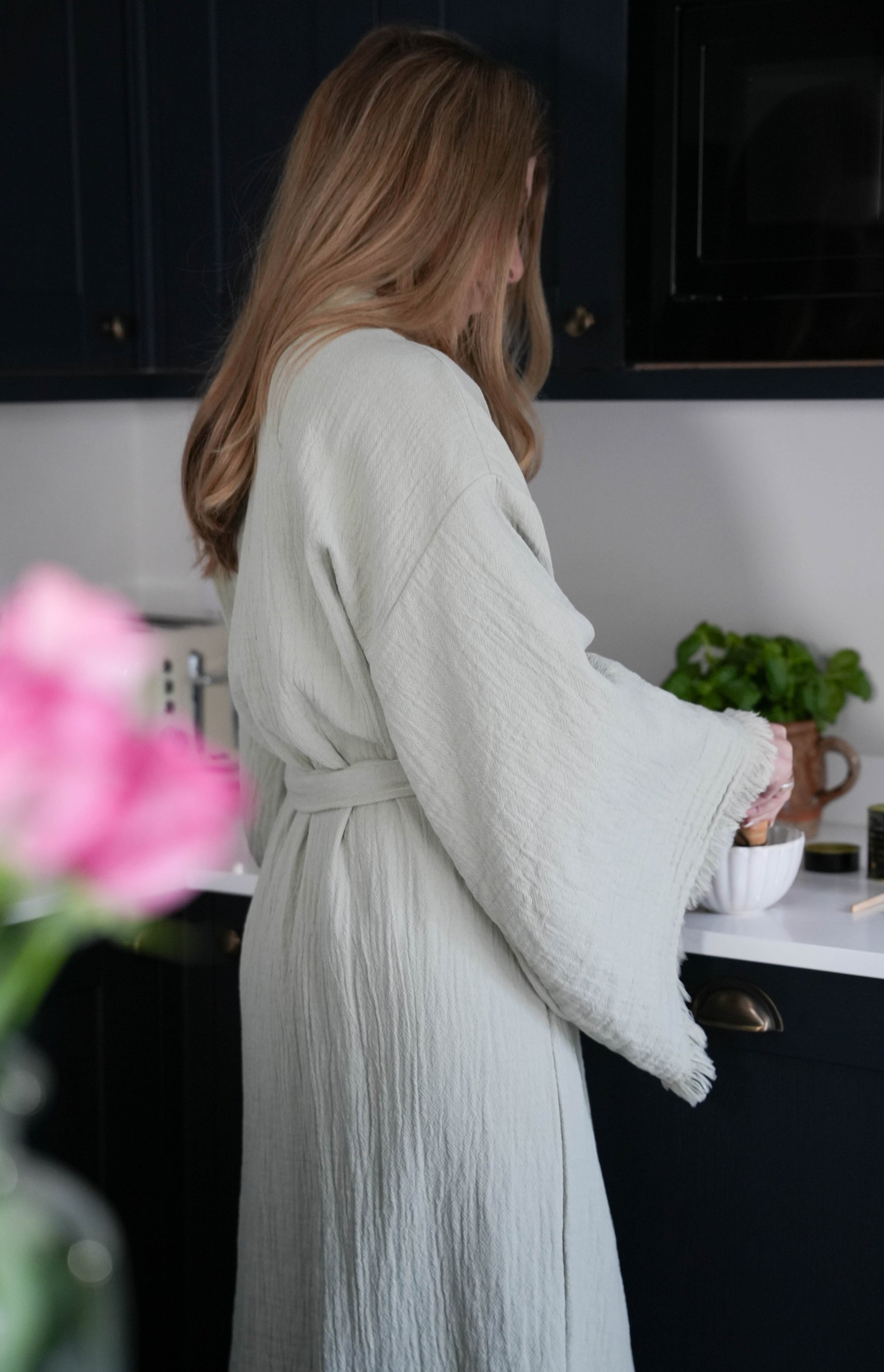 The Matcha Cloud Organic Cotton Robe: Long