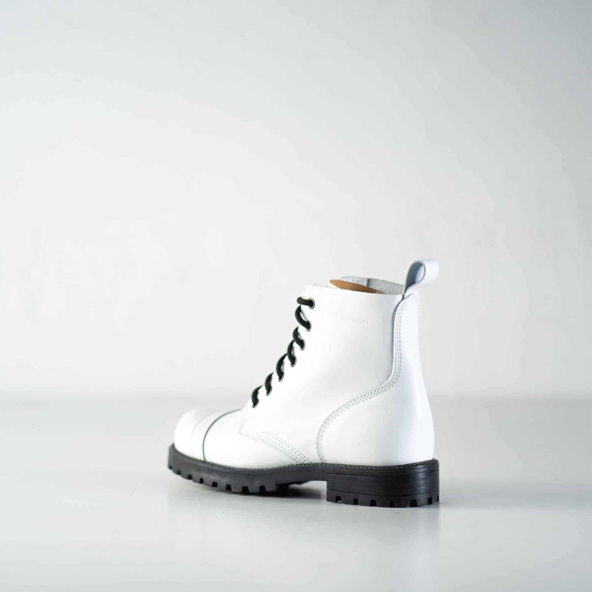 White Aviator Style Ankle Boots