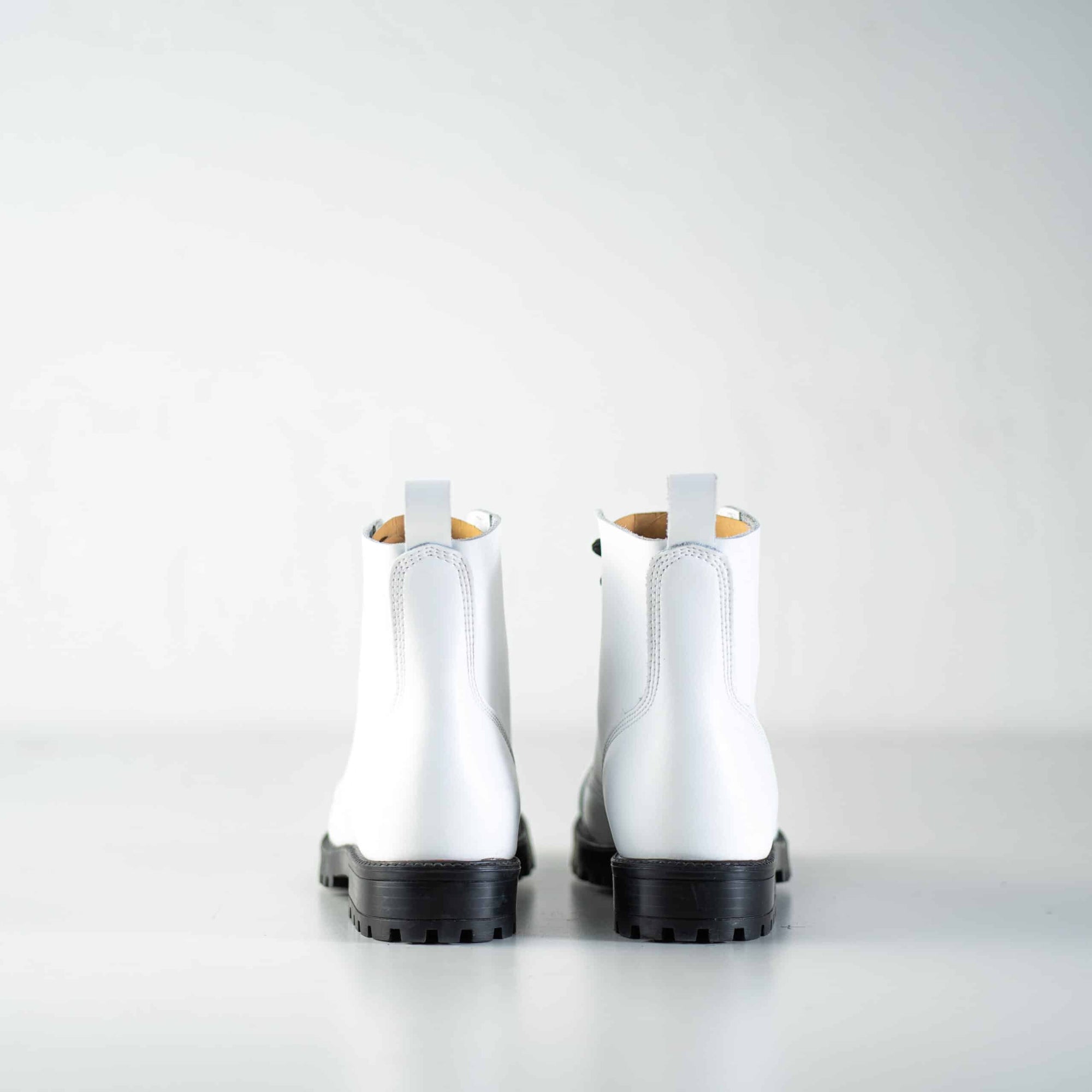 White Aviator Style Ankle Boots