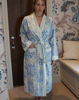 Reversible Hand Block Printed Cotton Robe - Meadow Mist