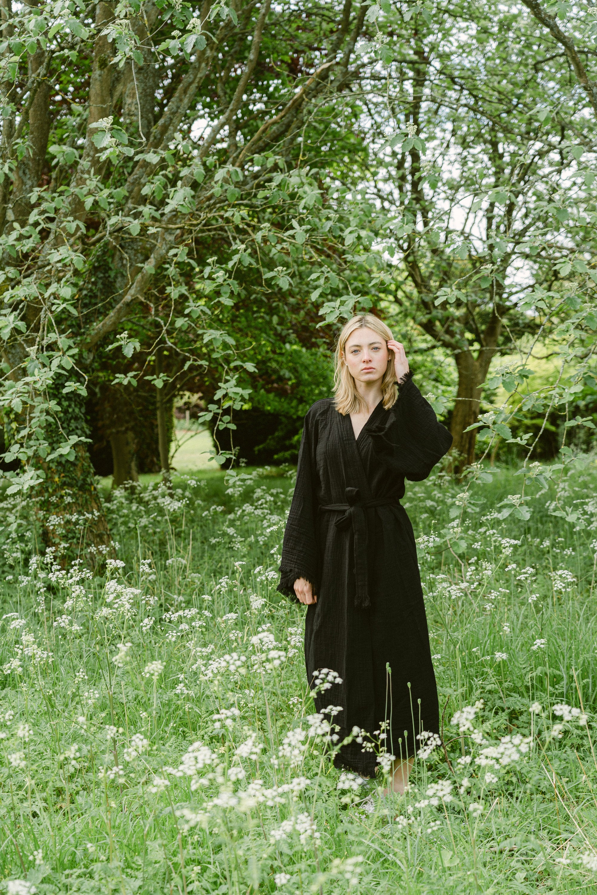 The Midnight Cloud Organic Cotton Robe: Long