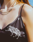 Vela Silk Slip Dress in Jaguar Stars