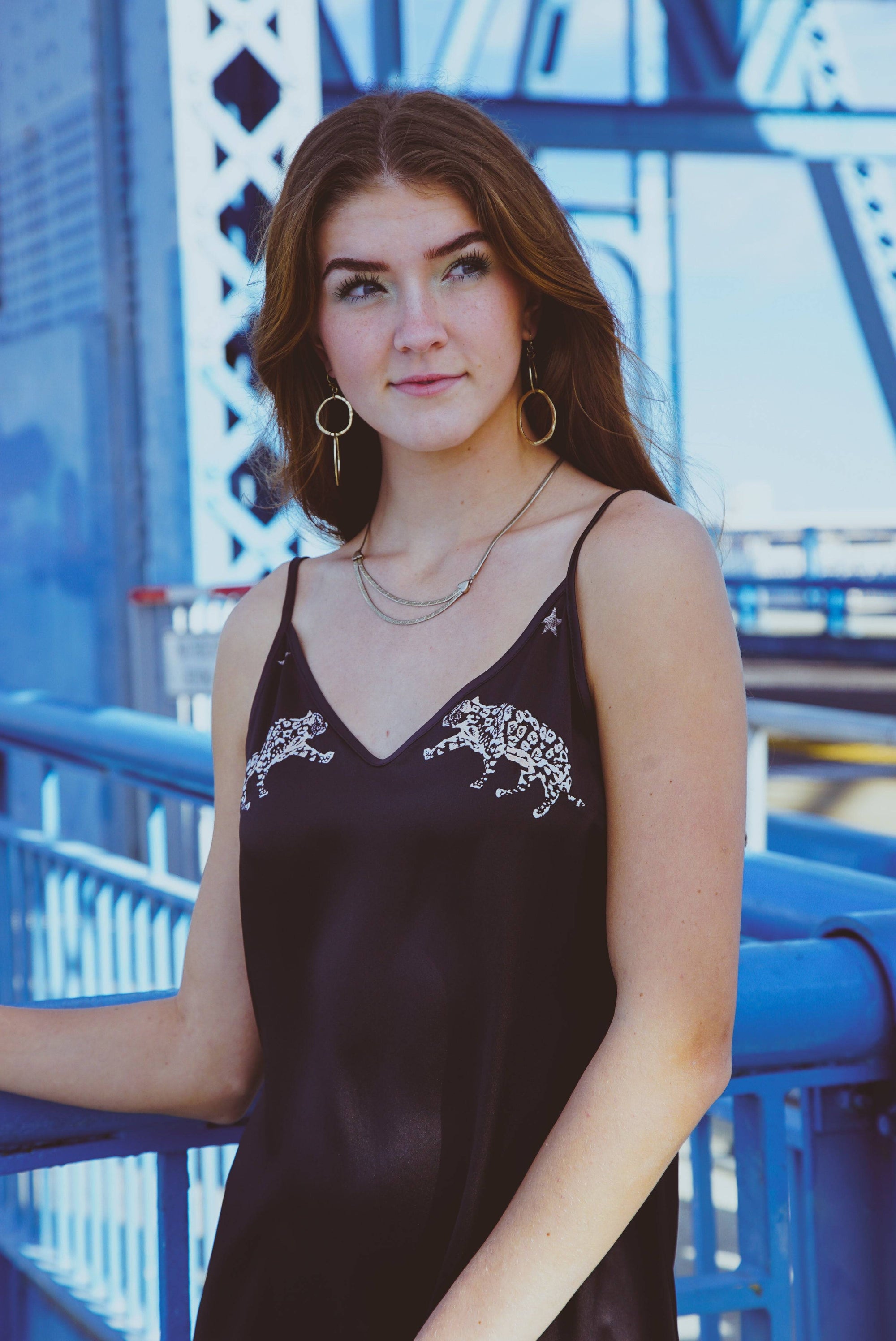 Vela Silk Slip Dress in Jaguar Stars