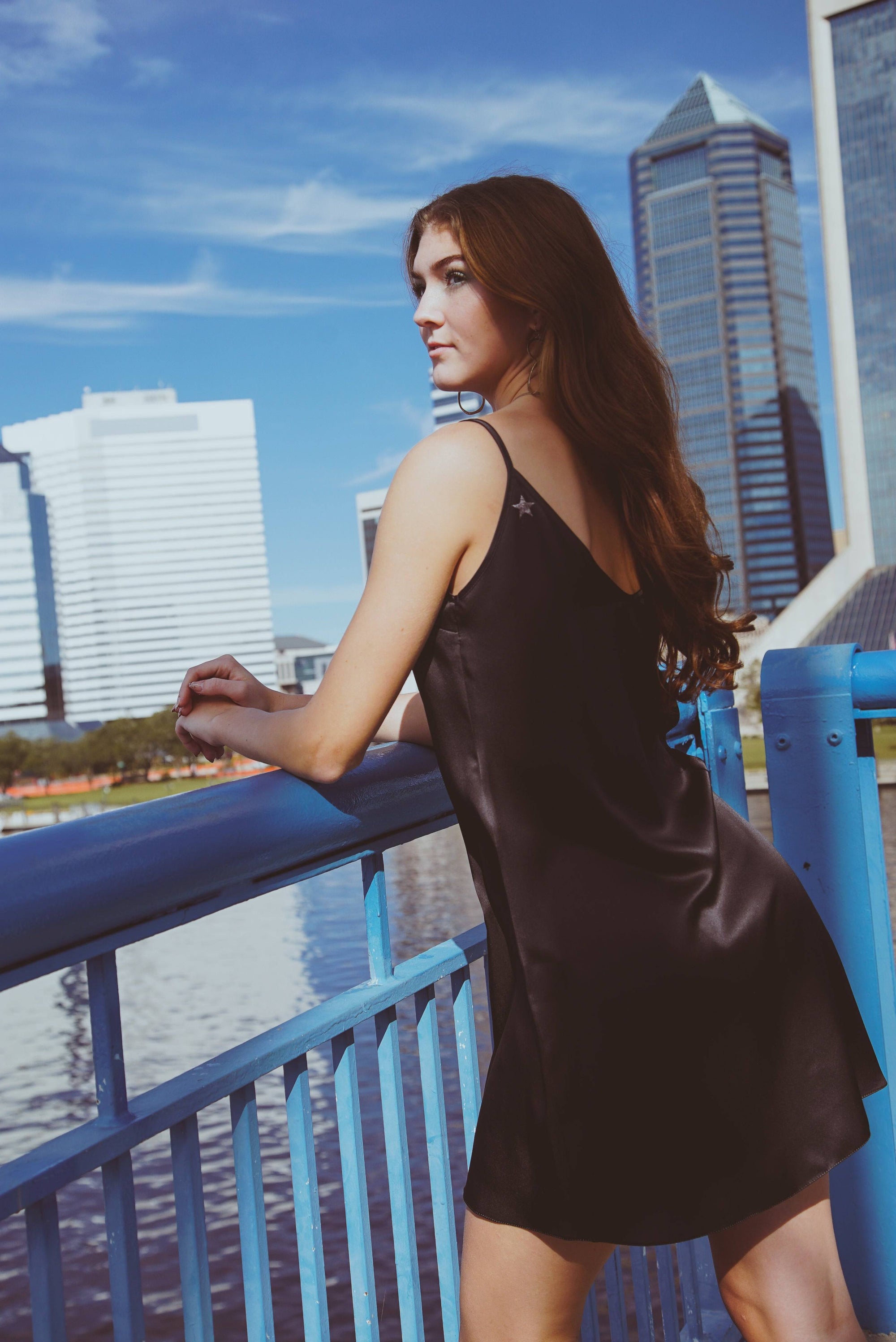 Vela Silk Slip Dress in Jaguar Stars