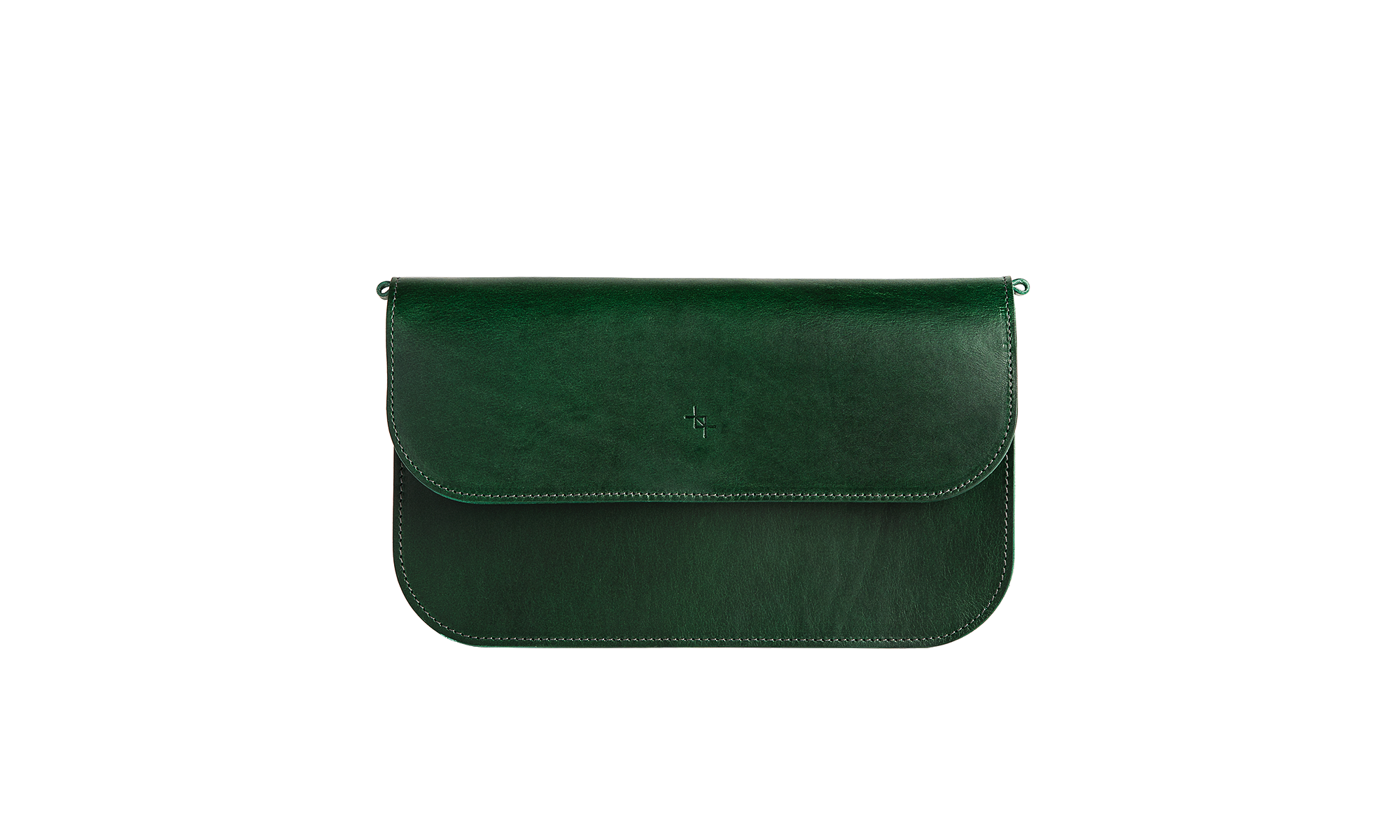 Leather Baguette Handbag with Two Straps in Moss