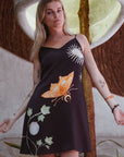 Vela Silk Slip Dress in Black Jungle Butterfly