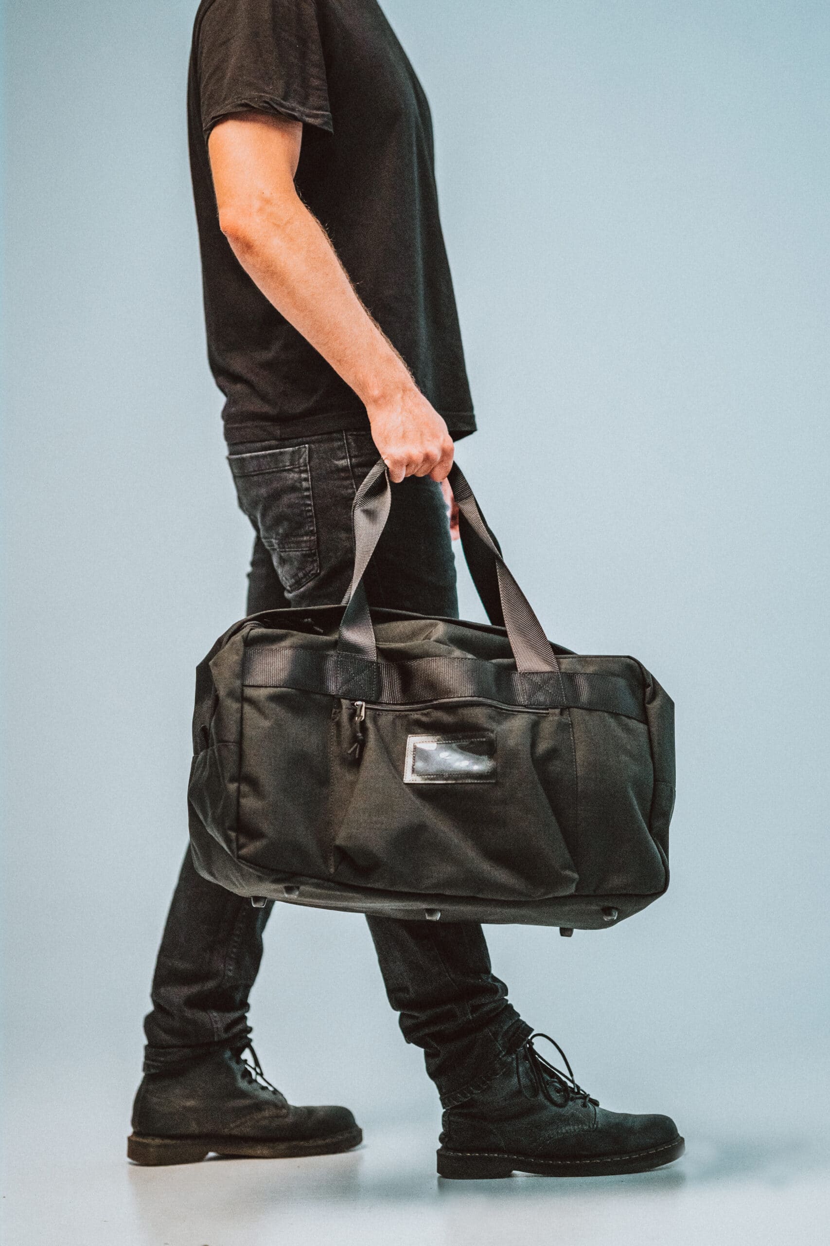 Black Travel Bag With Cordura Fabric