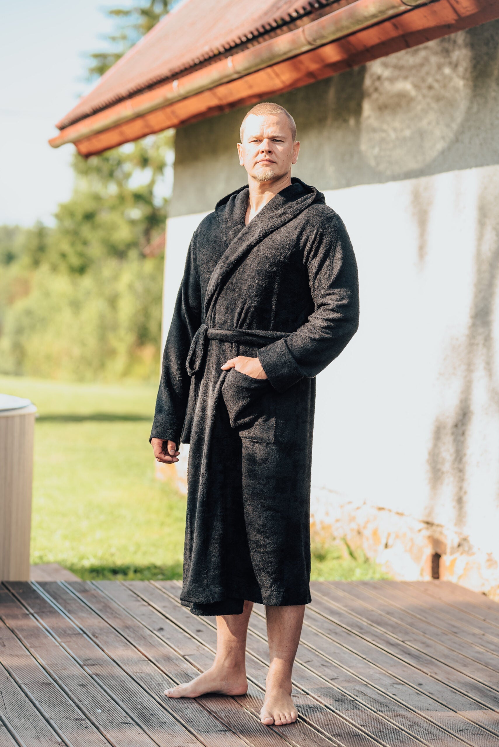 Unisex Hooded Bamboo Terry Bathrobe