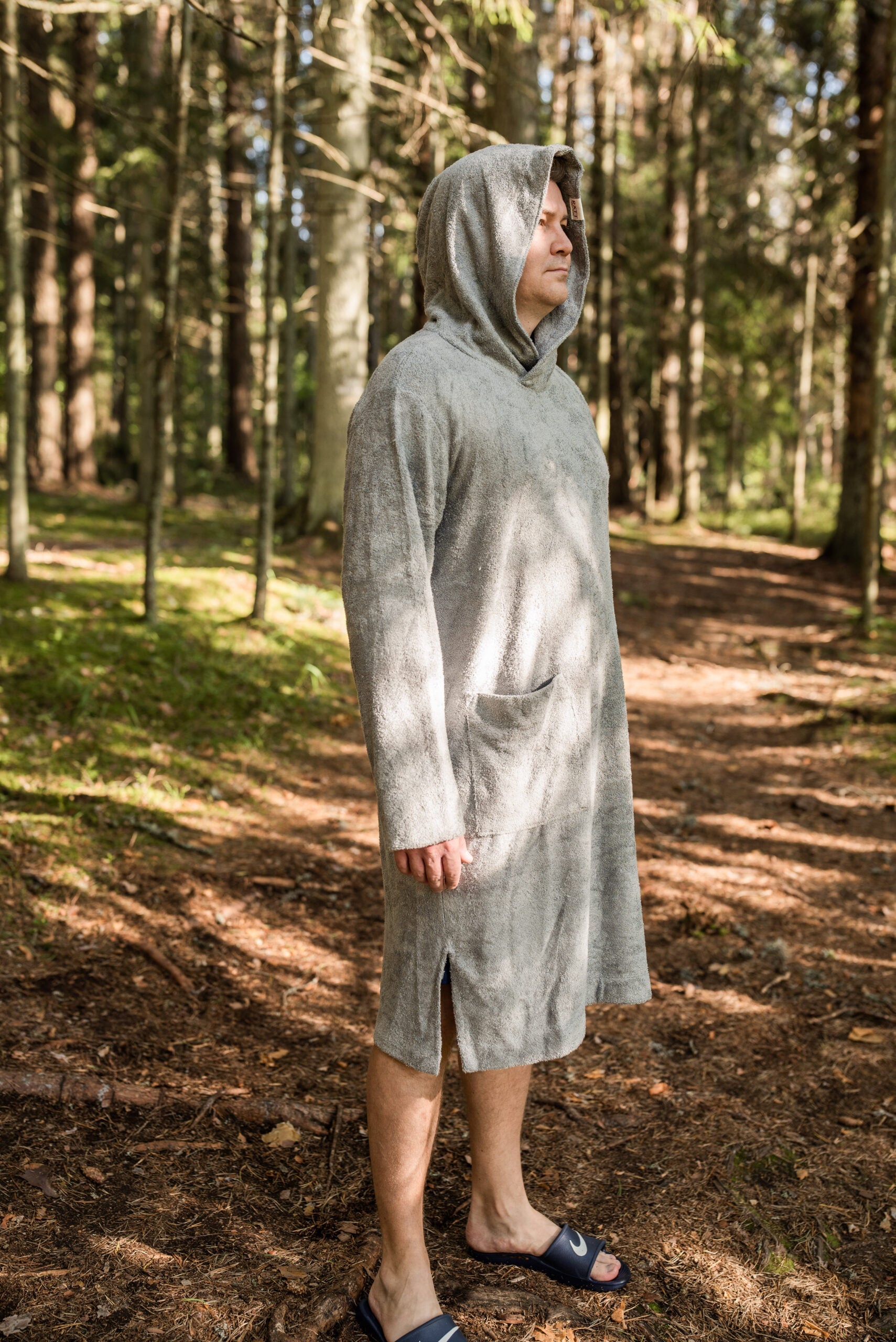 Bamboo Terry Poncho with Hood and Pockets