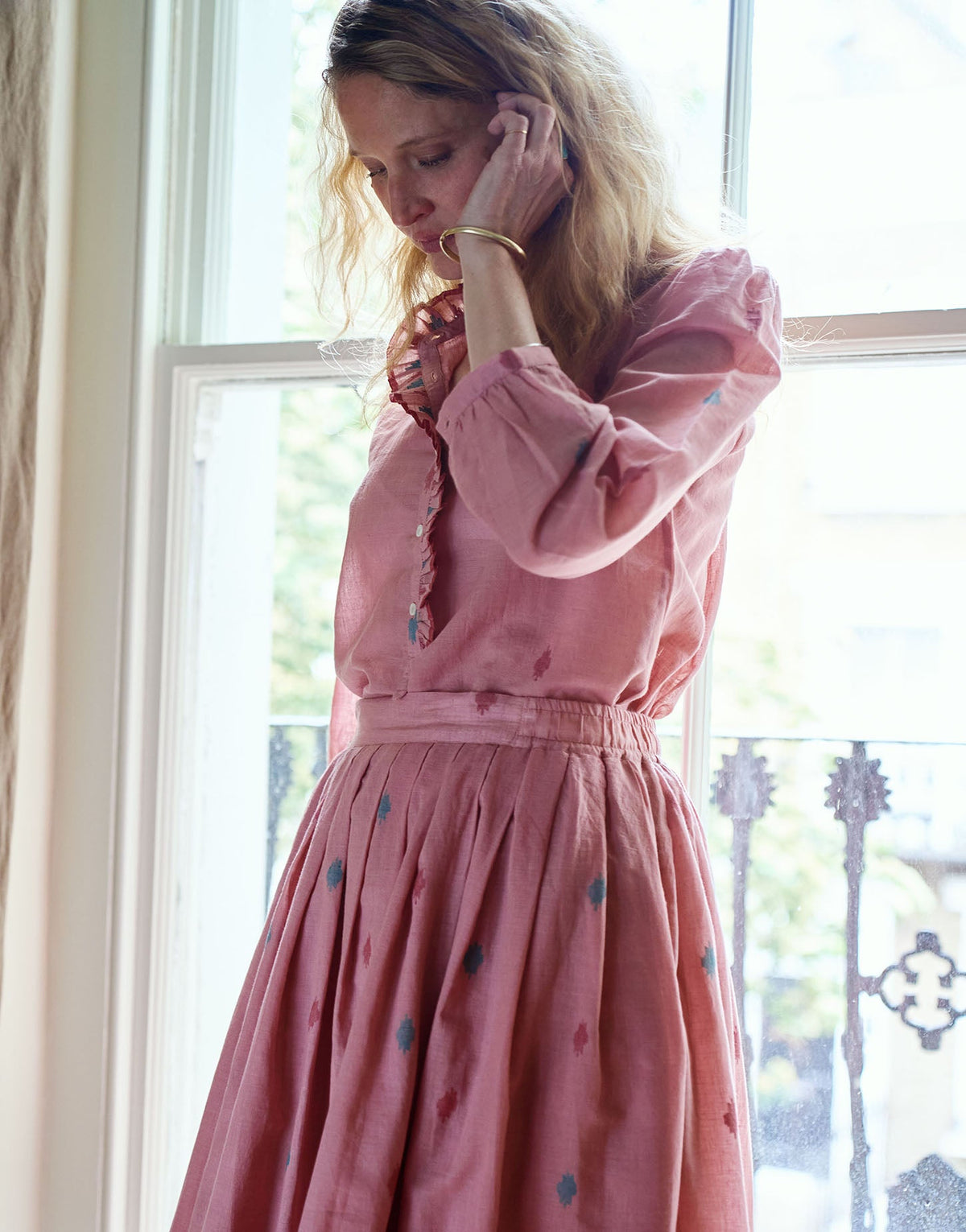alma skirt | blush jamdani