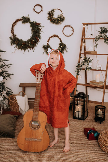 Toddler Bamboo Terry Hooded Poncho with Pockets