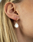 Open Back Flat Pearl Earrings