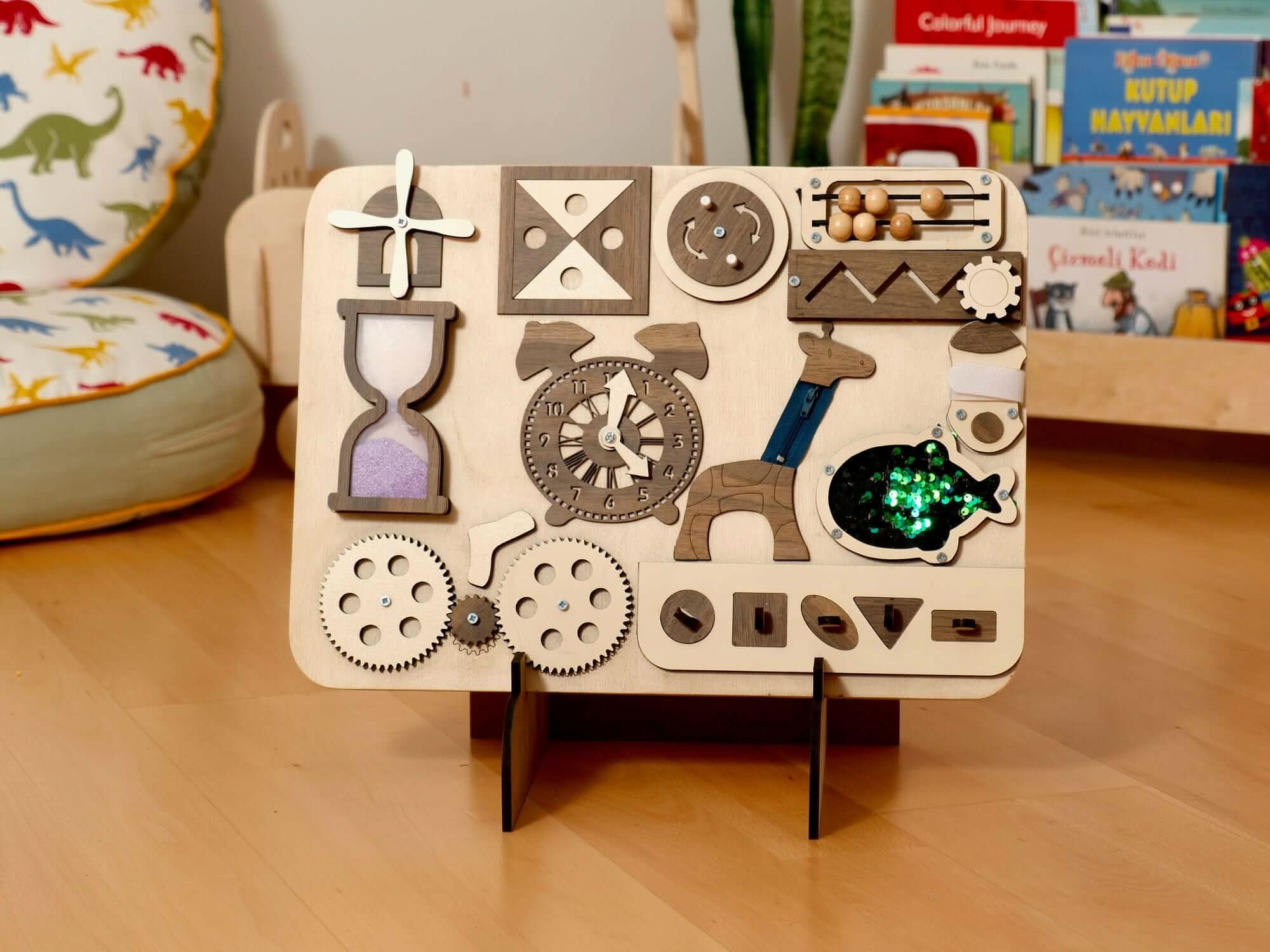 Wooden Busy Board for Toddlers-4