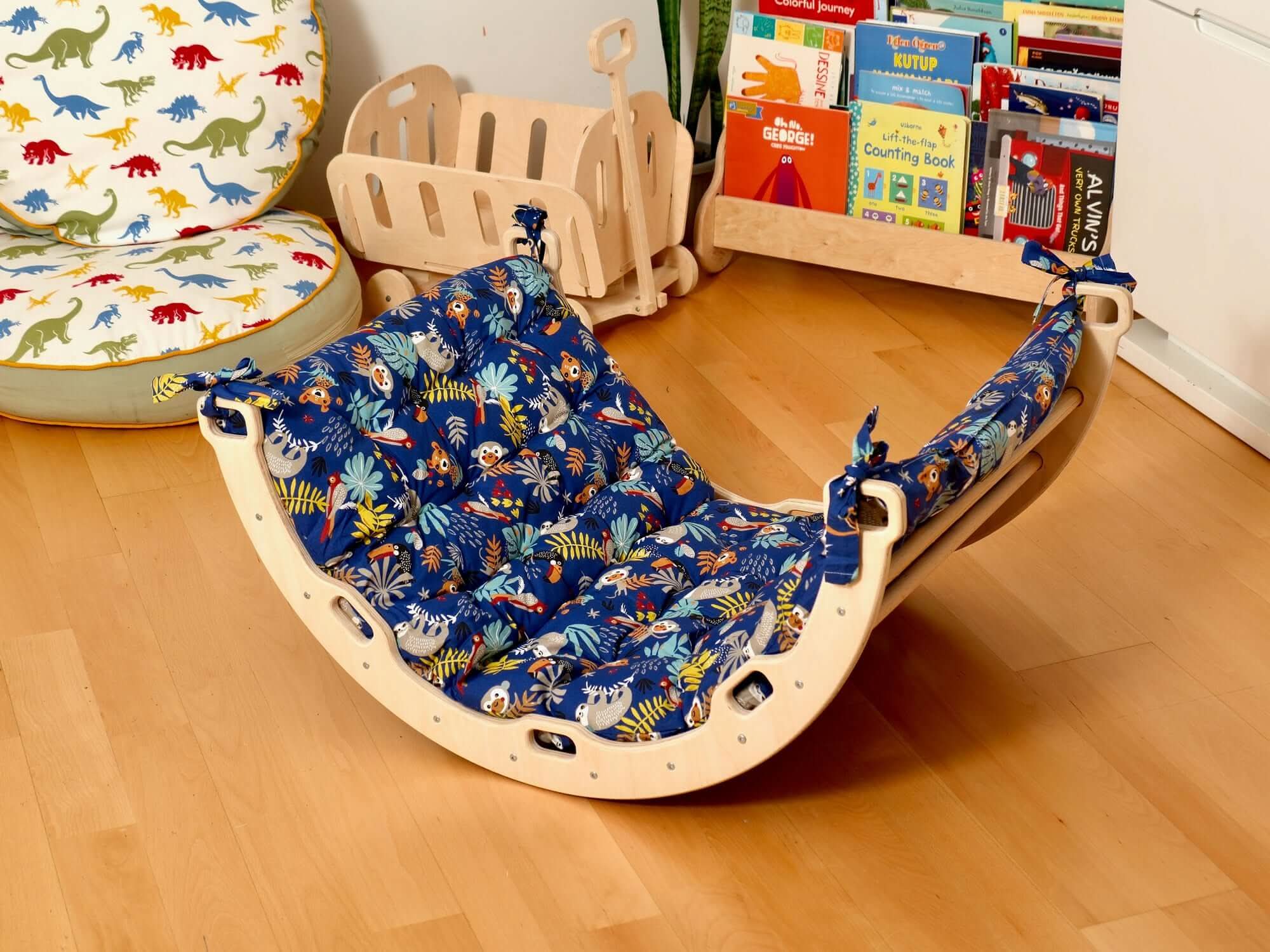 Medium Montessori Climbing Arch/Rocker with Pillow &amp; Ramp Set-2