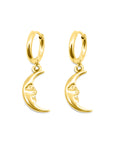 Gold Man in the Moon Hoop Earrings