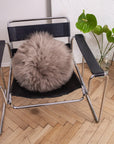 Round Natural Sheepskin Pillow - Greige