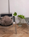 Round Natural Sheepskin Pillow - Greige