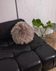 Round Natural Sheepskin Pillow - Greige