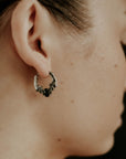 Nocturnal Black Gem Bat Hoop Earrings
