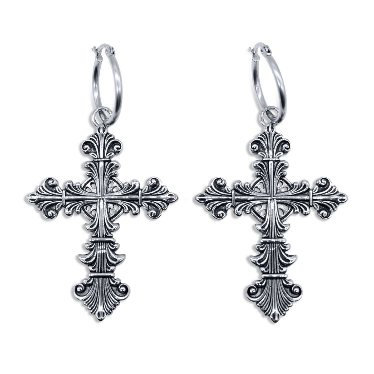 Lament Cross Hoop Earrings
