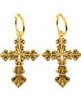 Lament Cross Hoop Earrings Gold