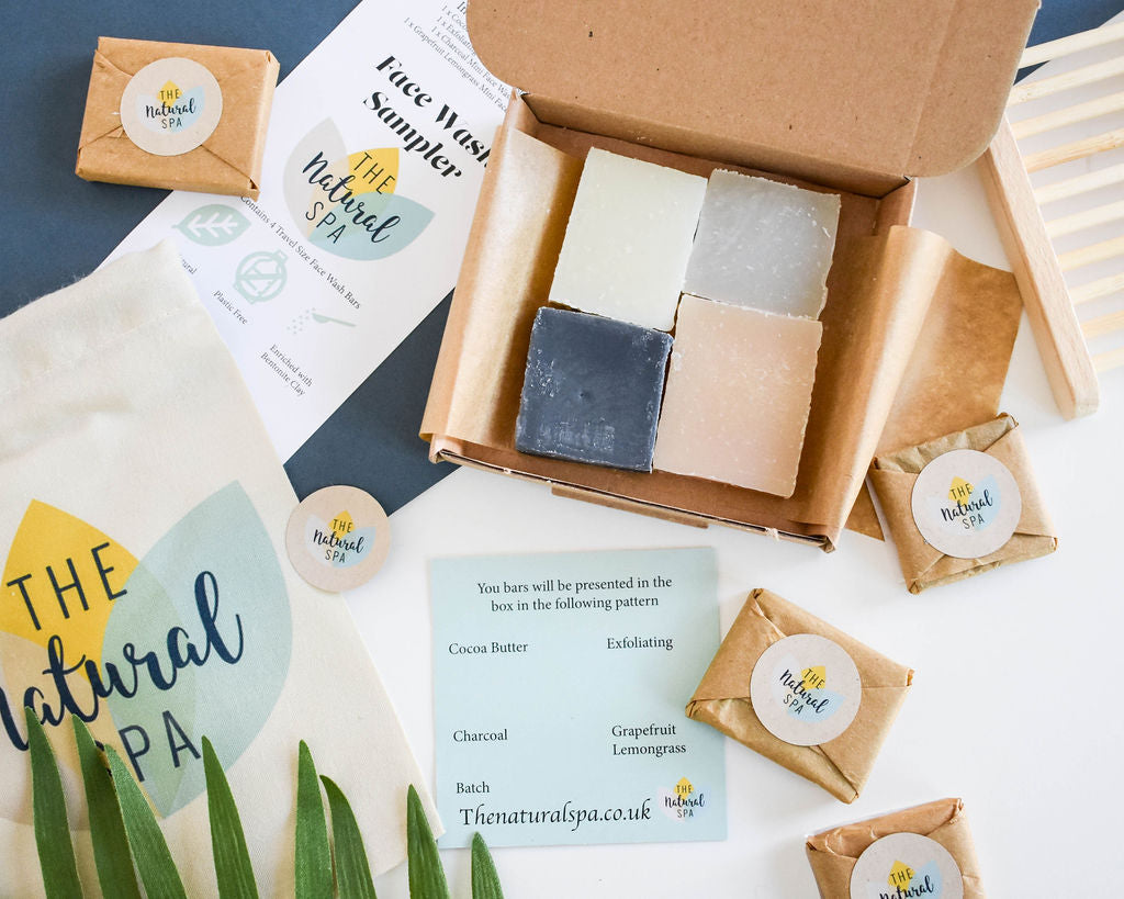 Face Wash Sample Pack | 4 x 15g Natural Facial Cleansing Bars | Vegan, Plastic-Free Skincare | Perfect Travel &amp; Trial Set