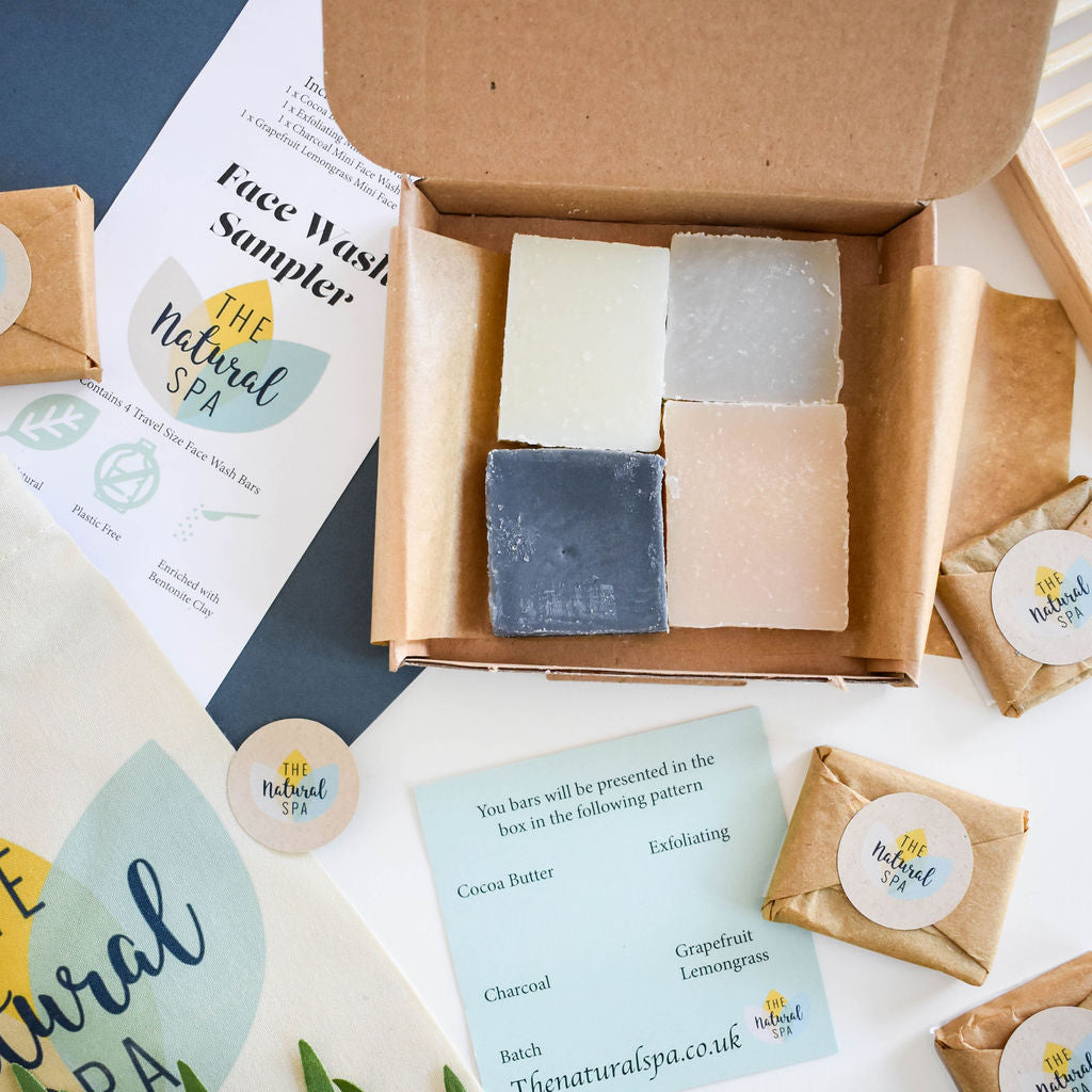 Face Wash Sample Pack | 4 x 15g Natural Facial Cleansing Bars | Vegan, Plastic-Free Skincare | Perfect Travel &amp; Trial Set