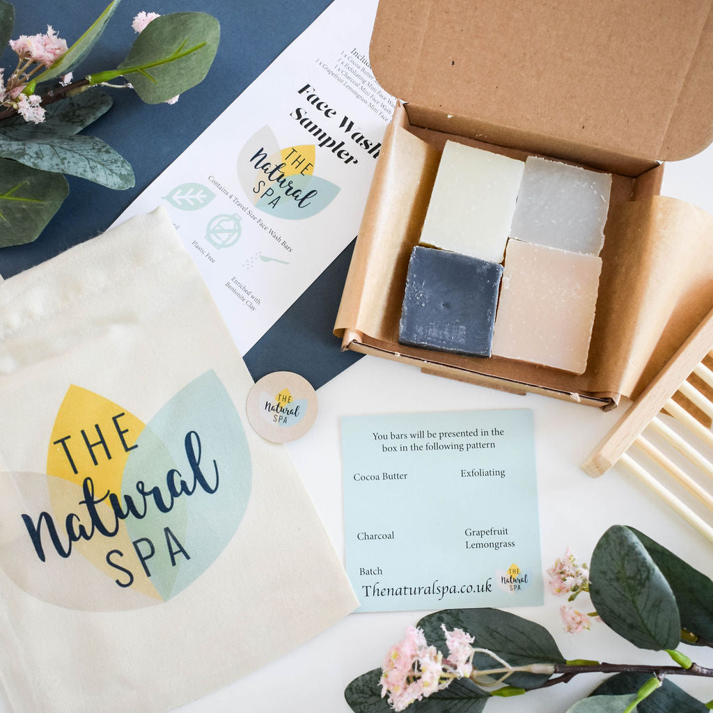 Face Wash Sample Pack | 4 x 15g Natural Facial Cleansing Bars | Vegan, Plastic-Free Skincare | Perfect Travel &amp; Trial Set