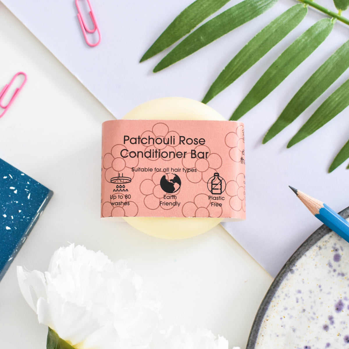 Patchouli Rose Solid Conditioner Bar | Natural Hair Conditioner for Dry, Damaged &amp; Frizzy Hair | Vegan, Plastic-Free Hair Care