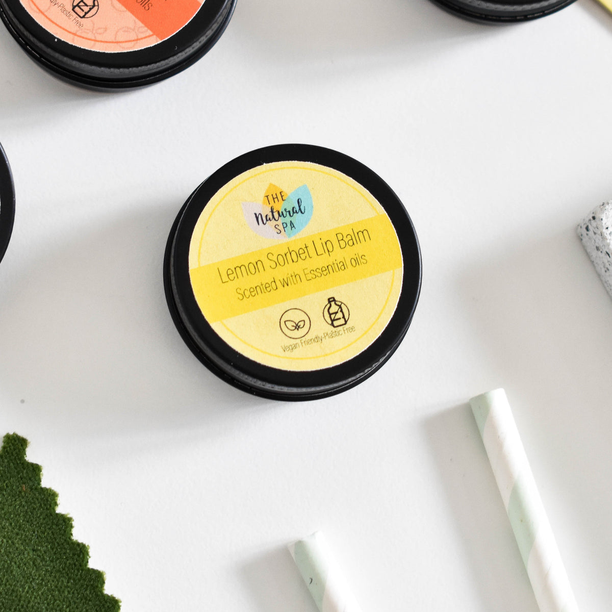 Lemon Sorbet Natural Lip Balm | Vegan, Hydrating &amp; Nourishing | Plastic-Free, Handmade Lip Care