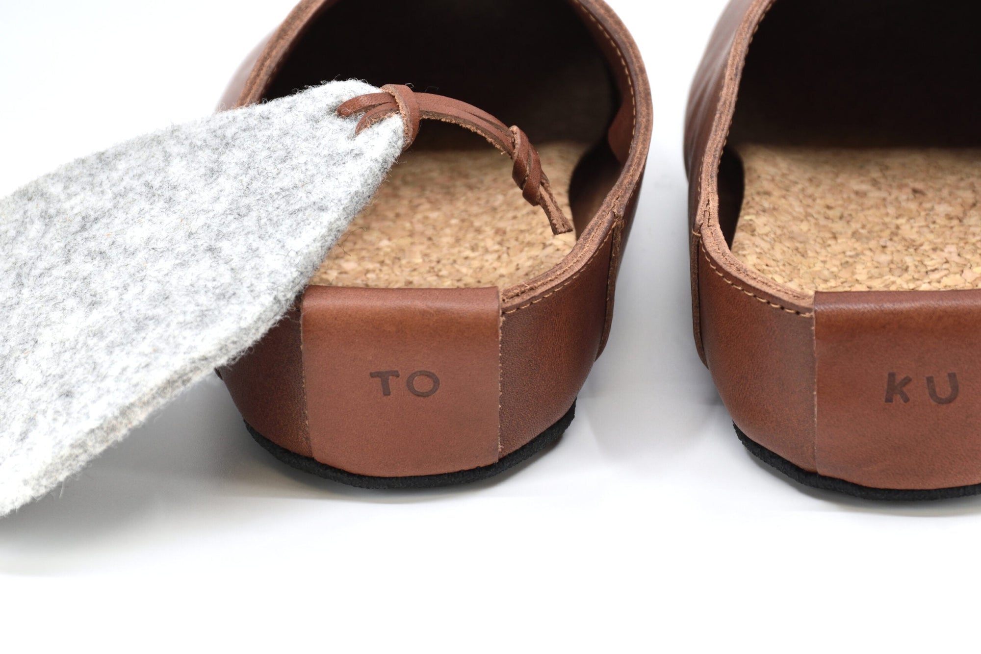 Brown Slippers with Leather Upper and Cork Footbed