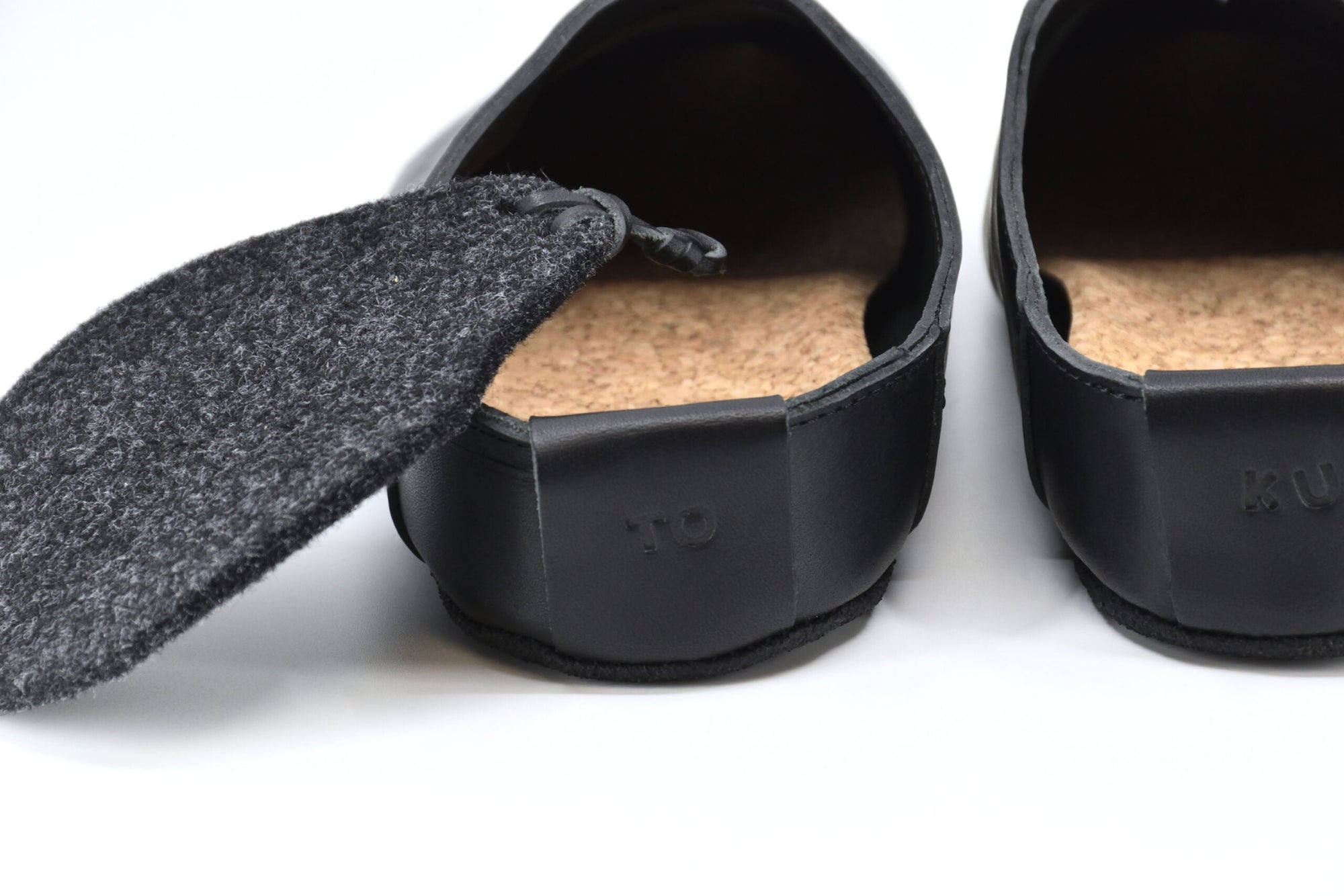 Black Leather Slippers for Lounging