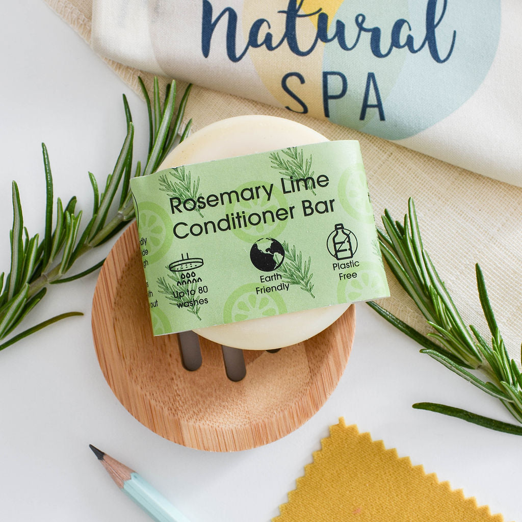 Rosemary &amp; Lime Solid Conditioner Bar | Natural Hair Conditioner for All Hair Types | Vegan, Plastic-Free Hair Care