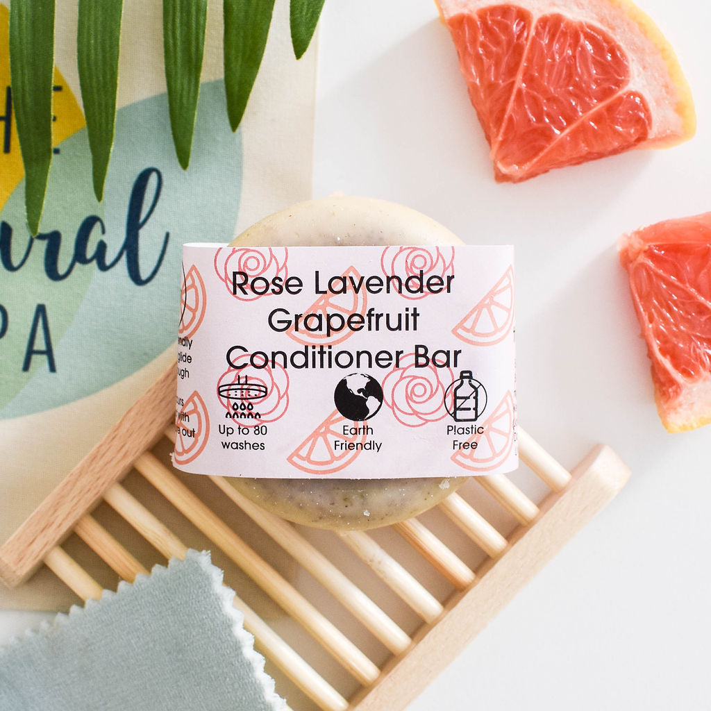 Rose, Grapefruit &amp; Lavender Solid Conditioner Bar | Natural Hair Conditioner for All Hair Types | Vegan, Plastic-Free Hair Care