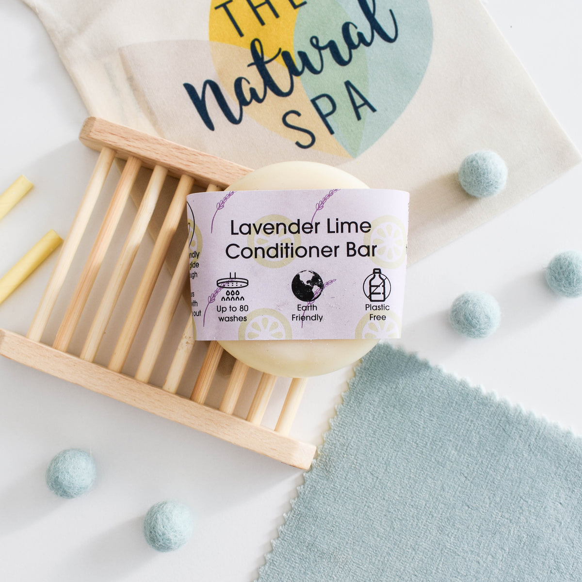 Lavender &amp; Lime Solid Conditioner Bar | Natural Hair Conditioner for All Hair Types | Vegan, Plastic-Free Hair Care