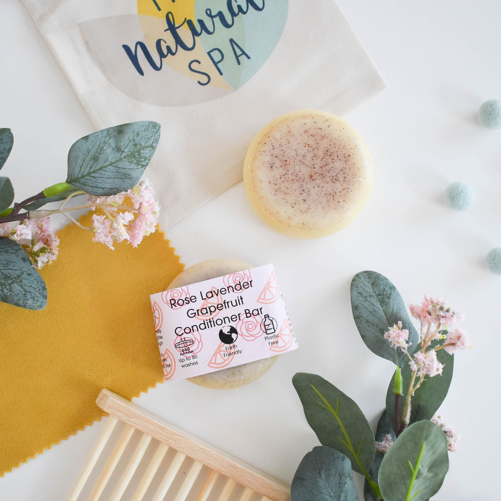 Rose, Grapefruit &amp; Lavender Solid Conditioner Bar | Natural Hair Conditioner for All Hair Types | Vegan, Plastic-Free Hair Care