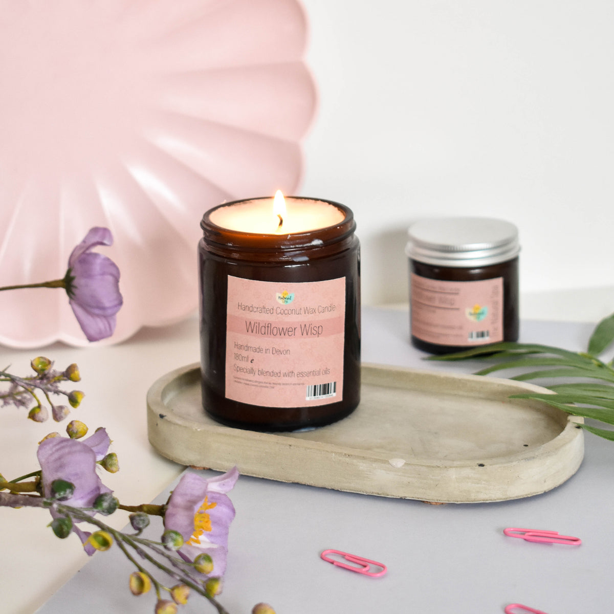 Wildflower Wisp Hand-Poured Coconut Wax Candle | Floral &amp; Natural Aromatherapy | Vegan, Eco-Friendly Candle | 2 Size Options